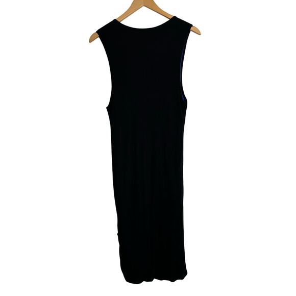 Public School New York Dress Womens Large Black Ribbed Blue Lining Accent Ruched - Picture 3 of 8